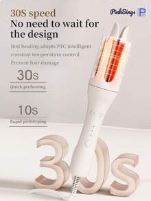 PinkSings 1-Click Auto Curling Iron, 32mm Barrel, Bi-Directional Auto Curling, 4 Temperature Modes, Negative Ion Generator, Smart Timer And Sensor, Auto Shut-Off, Best Christmas Gift - Apricot - View 6