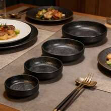 Plato de inmersión multiusos de fibra de carbono negro/resistente a impactos/apilable/resistente al desgaste/fácil de limpiar/plato versátil y práctico para condimentos/salsas/aperitivos/apto para hot pot y sashimi - Negro - Ver 3