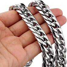 1pc Men/Women Stainless Steel Hip Hop Style Necklace Chain, Suitable For Street Hip Hop Jewelry - Silver - View 1