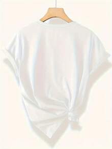 Women's Fashion Printed Short Sleeve T-Shirt, Street Style Daily Wear, Patterned Top,  Design, Comfortable Fit, Lightweight Fabric, Basic T-Shirt, Printed T-Shirt, Trendsetter, Available At Women's Local Community Store, Fast Shipping, Soft Cotton, Comfortable, Enjoy Discounts, Suitable For Easter, Halloween, Thanksgiving, Etc - 預設圖顏色1 - 查看 2
