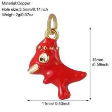 1件铜质时尚创意兔子、大象、蘑菇吊坠，多功能高端DIY手链、项链、耳环饰品配件 - 彩色 - 查看 36