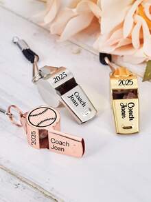 1pc Personalized Stainless Steel Whistle,Customize Text And Pattern,Can Customize Name Survival Whistle With Lanyard, Outdoor Sports Training Anniversary Gift For Boy Groomsman - Multicolor - View 4
