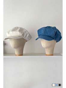 Sombrero octagonal vintage con flecos plisados de colores mixtos, gorra de periódico casual y versátil que favorece el rostro para mujer, boina, boina delgada y transpirable para protección solar casual, nuevo 2025, playa, vacaciones - Multicolor - Ver 1