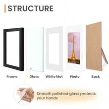 11x14 Picture Frame Set Of 3 Made Of High Definition Glass For 8x10 With Mat Or 11x14 Without Mat Wall And Tabletop Display Photo Frames Black - Black - View 3