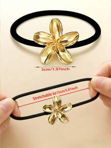 1/3 piezas Diadema de metal con flor de moda y sencilla, diadema de poliéster de alta elasticidad, adecuada para coletas, cabello semi recogido y moños altos, un accesorio de cabello versátil para el uso diario casual de las niñas - Dorado - Ver 8