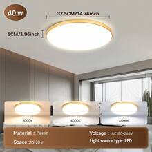 220V LED Ceiling Light, Available In Pure White/Wood Grain/Black/Gold, Home Decor Lighting Fixture, Suitable For Bedroom/Living Room/Study/Closet/Kitchen/Hallway/Studio/Office/Shop, Choose Appropriate Size Based On Usage Needs - LED Three-proof Ceiling Light - View 18