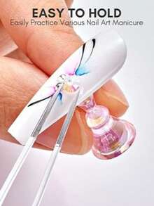 1pc Reusable Pink Nail Art Clay, Stick-On Fake Nails, Detachable, DIY Nail Tool For Nail Display And Practice - Multicolor - View 6