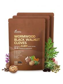 18 In 1 Wormwood Black Walnut Clove Herbal Supplement/Digestive Support/Enhance Body Energy Levels/240 Capsules - - - 查看 8