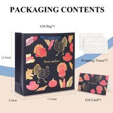 大号纸质礼品袋套装，带提手 - 13.5*13.5*4.5 英寸，包含 2 张薄纸和 1 张礼品卡，结实耐用，可重复使用，适用于生日、婚礼、毕业典礼和商务馈赠。 - 藏蓝色 - 查看 2