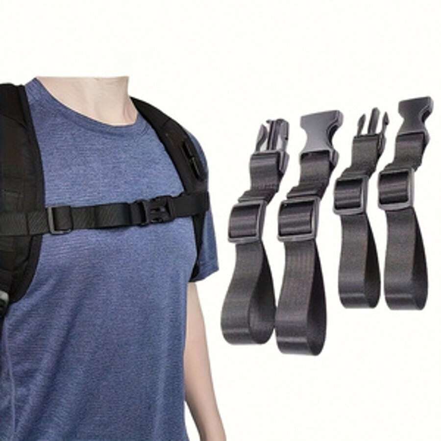 2pcs Adjustable Backpack Chest Strap With Anti-Slip Buckle - Durable Nylon Material, Open Closure Design, Suitable For Hiking, Camping, Traveling - Simple Style, Enhanced Load-Bearing Capacity, Essential Hiking Accessory