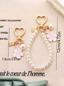 Style Ins Porte-clés en alliage en forme de cœur mignon à deux tons avec chaîne de perles de culture, convient aux étudiants, aux employés de bureau, aux amis. Idéal pour Pâques, anniversaire, examen, remise des diplômes, encouragement quotidien, bénédictions des fêtes, soins à distance. Pendentif en métal, cadeau pour mère, père, remise des diplômes et enseignant - Multicolore - Voir 4