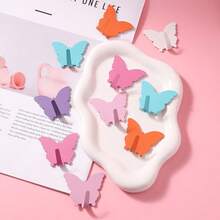 Pink Butterfly Wall Hooks, No Drilling Needed, Ideal For Girls' Room Decor, Minimalist Style. Perfect For Hanging Keychains, Coats, Towels, Hats, Jewelry, Umbrellas, Etc. Suitable For Living Room, Bedroom, Office. Great Gift For Birthday, Graduation. - Pink - View 3