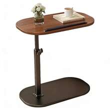 1pc Rotatable & Height Adjustable Side Table. Easy To Assemble, Suitable For Sofa, Bedside Or Coffee Table Use, Indoor, Outdoor And Camping. Color Options: Walnut/Black - Multicolor - View 14