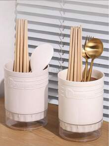 1 Piece Of Multifunctional Chopstick Holder - Large Capacity Storage, Moisture Resistant To Draining, Cutlery Spoon Chopstick Storage Box, Suitable For Household Kitchen Cutlery Knife And Fork Storage, Separated Design - View 9