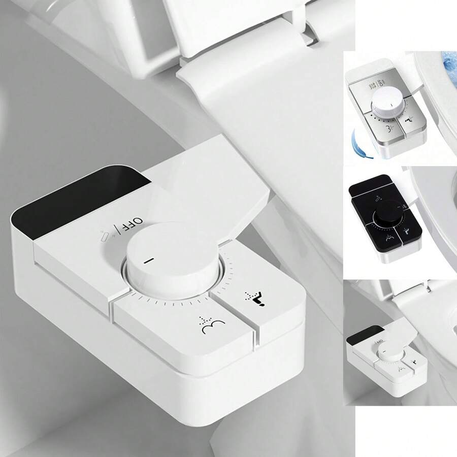 Ultra-Thin Self-Cleaning Cold Water Spray Bidet Toilet Attachment, With Dual Nozzle Design For Female & Rear Cleansing, Best Christmas Gift, White/Silver