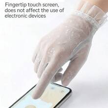 透气触屏手套 防滑冰丝手套 防晒蕾丝薄款骑行驾驶手套 - 彩色 - 查看 3