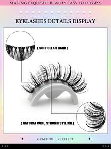 Asiteo 7 Pairs Fluffy Manga Wet Look Eyelashes,Classic Anime Eye False Eyelashes, Look Moist, Clear Band, Curl Cross Wispy Dramatic, Grafting-Like Effect, Photogenic & Natural-Looking Eyelash Extension Makeup Suitable For Travel, Parties - Comic wet eyelashes - View 6