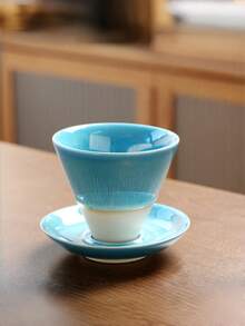 高端商用中式杯碟套装，创意裂纹釉面质感咖啡厅、餐厅茶杯、甜点杯、马克杯、茶杯、水杯，杯碟套装 - 彩色 - 查看 14