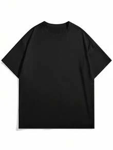 FRACTYR Men's Summer Casual Street Fashion Minimalist English Graphic Double-Sided Loose Fit Printed Round Neck Short Sleeve T-Shirt - Black - View 5