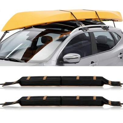 Universal Car Soft Roof Rack Pads Luggage Carrier System For Kayak Surfboard SUP Canoe Include 2 Rope, 4 Quick Loop Strap And Storage Bag