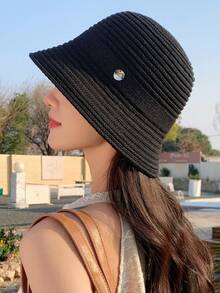 1 szt. damski kapelusz typu bucket hat z poliestru, uniwersalny do codziennego użytku i na zewnątrz - Wielokolorowe - Zobacz 4