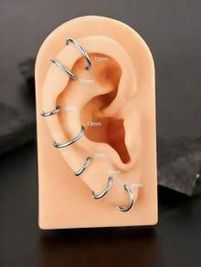 1 pièce Boucles d'oreilles créoles en acier inoxydable de 6 à 16 mm, boucles d'oreilles rondes à charnière, créoles pour cartilage, boucles d'oreilles clip-on sans soudure, résistantes à la rouille et à la corrosion, confortables à porter, convenant aux boucles d'oreilles/anneaux de nez/anneaux de cartilage/anneaux de lèvre, unisexe, convenant pour un port quotidien, les fêtes, les festivals, les sorties - Acier - Voir 4