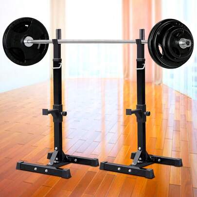 Butterslay 2PCS Adjustable Squat Rack Stands, 45–70" Solid Steel, Free-Standing Barbell Supports For Home Gym