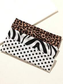 3 buc bentițe elastice cu imprimeu animal pentru femei, leopard, zebră, buline, elastice, bentițe de păr, moi, antiderapante, pentru yoga, fitness, călătorii și purtare zilnică, accesorii de păr de vară, vacanță - Multicolor - Vizualizare 3