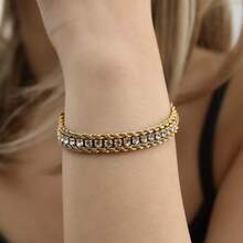 新款不锈钢星空吊坠可调节链手链，百搭小众设计 - 金色 - 查看 4