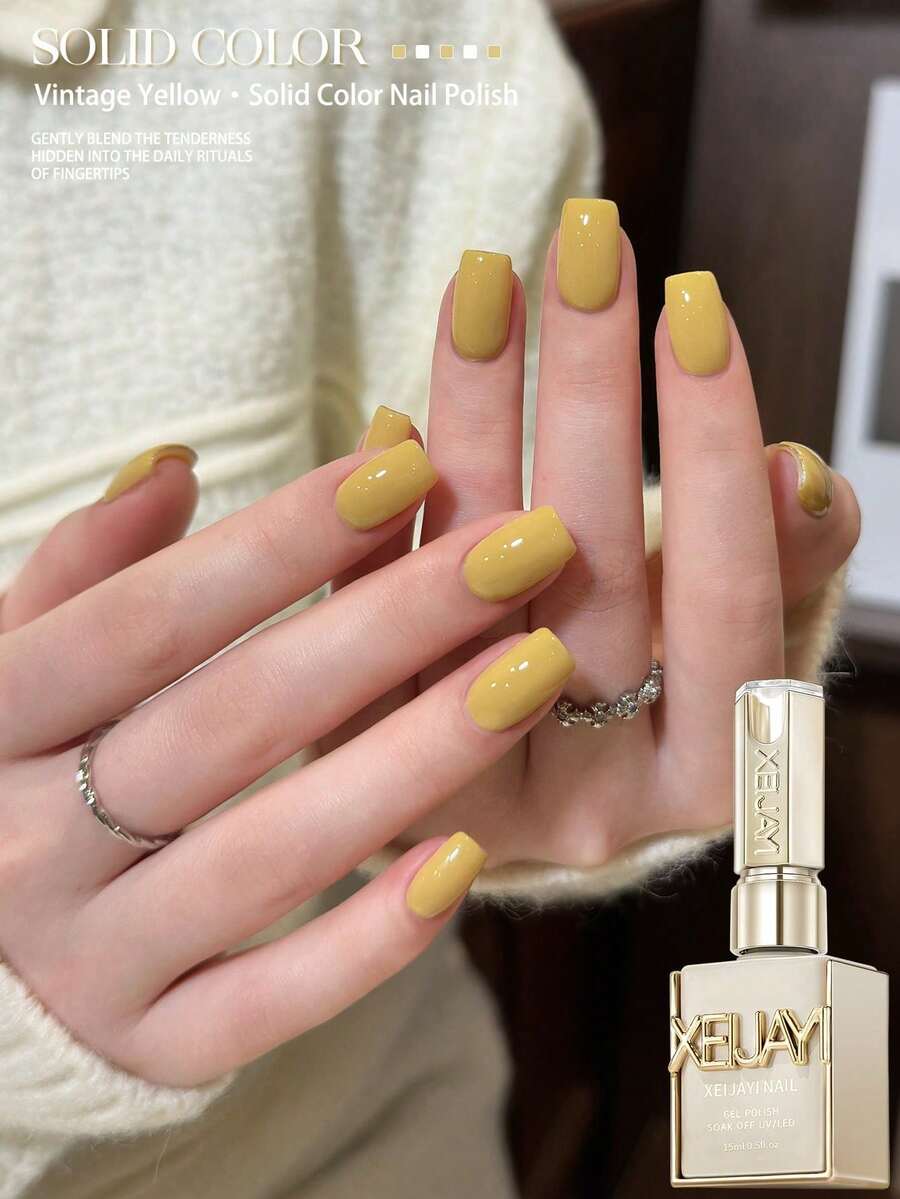 XEIJAYI 1瓶姜黄色凝胶指甲油，半永久性可卸UV/LED凝胶，无酒精配方，持久美甲凝胶，适合女性使用。
