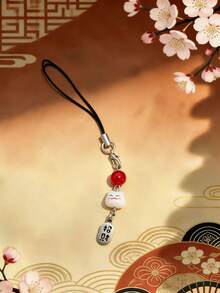 Llavero de gato lindo, amuleto de la suerte Maneki-Neko de dibujos animados con significado auspicioso, llavero, accesorio para bolso, colgante de teléfono, accesorio versátil como regalo para amigos deseando buena suerte - Rojo - Ver 1