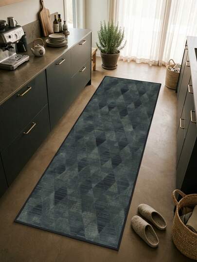 1 件北欧现代创意抽象几何菱形图案地毯，柔软可水洗，适用于浴室、厨房、玄关、走廊、床边、客厅、卧室、家居装饰