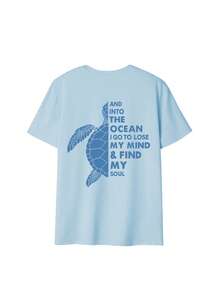 3pcs/Set Summer New Casual Sweet Sea Turtle & Letter Print Round Neck Short Sleeve T-Shirt, Fashionable & Versatile Women Tops - Light Blue, Pink, and Apricot - View 6