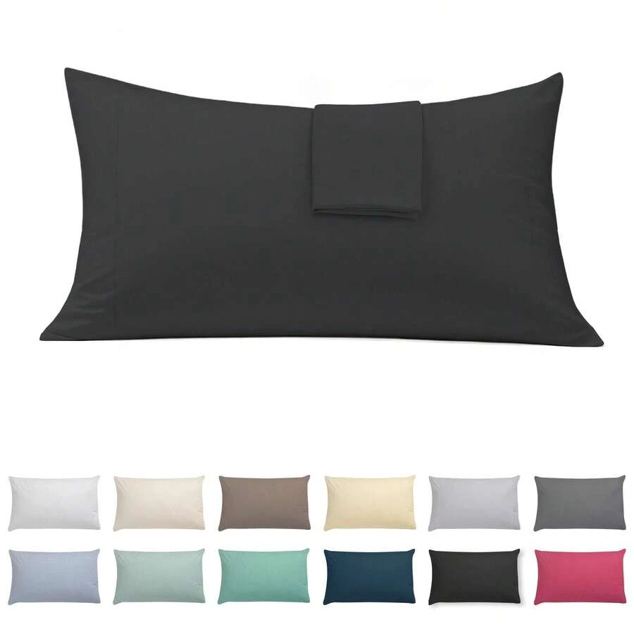 Ecommerc3 Pillowcase Pack Of 2, Cotton, 45x100 Cm, Flap Closure, Wide Variety Of Colors - 黑色 - 查看 1