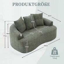 Este moderno conjunto de sofá de dos plazas presenta cojines redondos y profundos con estampado de nubes de chenilla, un diseño compacto sin muelles e incluye tres cojines decorativos. Ideal para apartamentos pequeños. - Verde - Ver 2