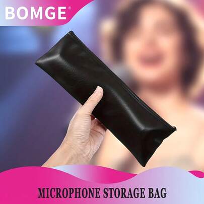 Black Microphone Storage Bag With Zipper, Suitable For BLX4 SM58 Microphones, Providing Shock Protection For Vocal Microphones. This Accessory Bag Is Easy To Carry And Features A Secure Zip Closure