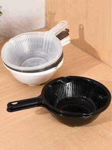 2pcs/Set Plastic Kitchen Colander, Vegetable Fruit Washing Basket With Handle, Double Layer Drain Basket - M - View 2