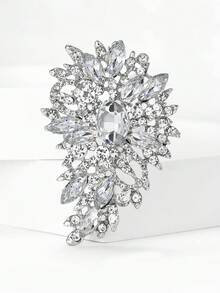 Luxury Crystal Diamond Flower Brooch, Elegant Lapel Pin For Women And Men, Suitable For Formal Occasions, Parties, Gifts - Large Glass (4474) - View 17