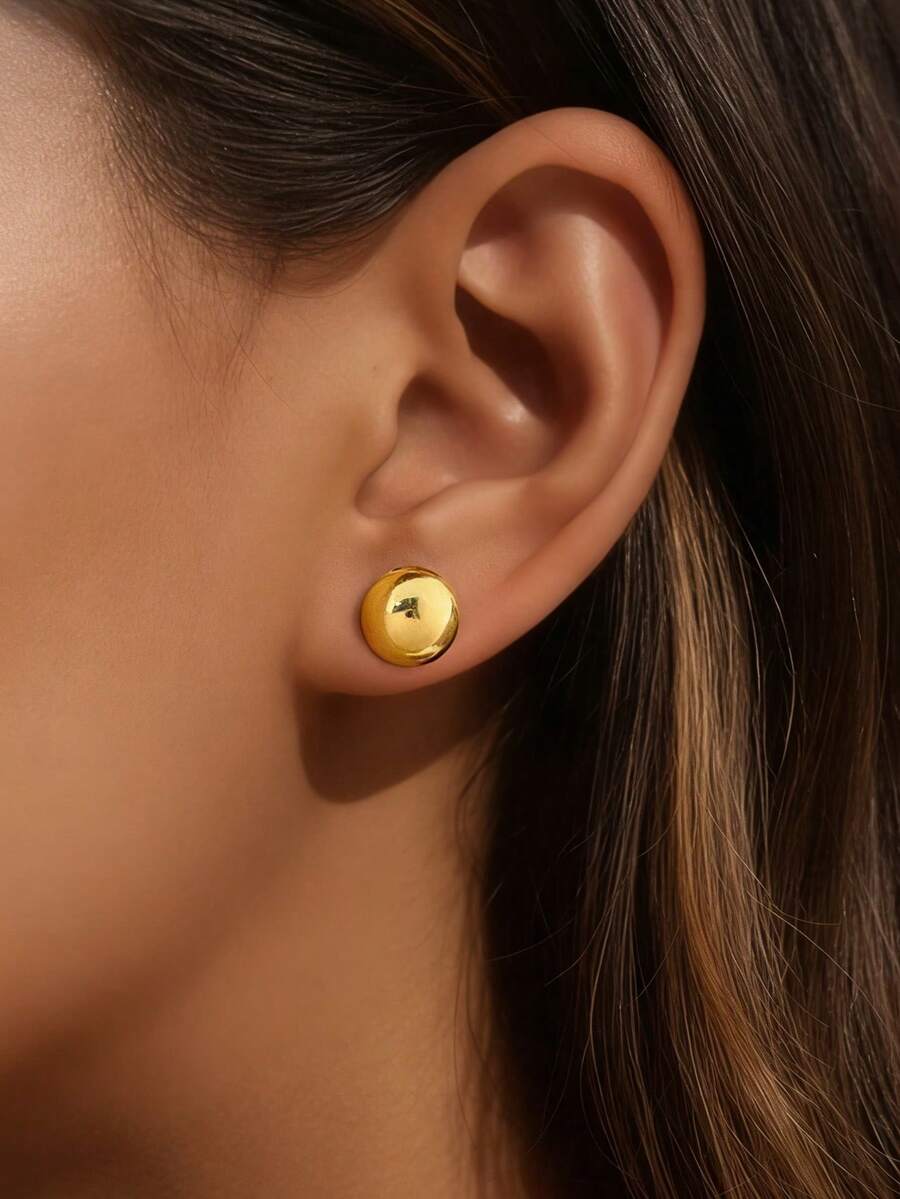 1 Pair Elegant 925 Sterling Silver Ball Stud Earrings, Round Earrings, Fine Jewelry Gift For Women - Beans Earrings 2 - View 1