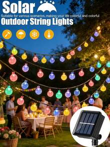 1PC 20/50/100 LED Solar Crystal Bubble Ball Light String -8 Flashing Modes, Waterproof Fairy Light, Outdoor Garden Light String, Suitable For Garden, Courtyard, Tree, Lawn, Porch, House, Balcony, Pavilion, Tavern, Wedding, Party, Festival Decoration - Multicolor-8Mode - View 3