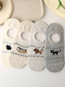 6 Pairs Women's Cute Cartoon Animal Print Casual Breathable Ankle Socks - Multicolor - View 8