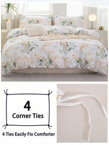 Juego de ropa de cama de 3 piezas con estampado floral, de tela de microfibra suave y transpirable, cómodo para todas las estaciones, lavable a máquina, resistente al desvanecimiento, a las pelusas, al encogimiento y a las arrugas, adecuado para la decoración de dormitorios con estilo bohemio/rústico/moderno, se ajusta a camas King/Queen/Full, ideal para el hogar, dormitorio, apartamento, hotel, alquiler vacacional y como regalo - Multicolor - Ver 6