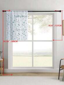 1pc Embroidered Sheer Curtain Panel, Floral Pattern, Rod Pocket Design, UV Protection, Breathable, Transparent, Polyester Material, No Lining, Suitable For Living Room, Bedroom, Dining Room - Blue - View 20