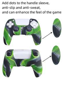 1 Set 5 Controller Cover + 2 Pcs Soccer Pattern Joystick Caps, Camouflage Design, Anti-Slip, Anti-Sweat, Anti-Scratch, Anti-Dust, Enhance Gaming Experience - View 7