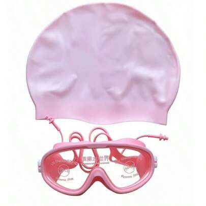 Adult Swimming Gear, Comfortable Non-Chafing Waterproof Dry Hair Unisex Swim Cap And Goggles Set, Silicone Swimming Equipment