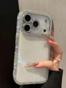 Ốp lưng điện thoại mềm trong suốt, lấp lánh kim cương gradient sang trọng cho iPhone 17 Pro Max, 17 Pro, 17, 16, 15, 14, 13 Pro Max, chống sốc và bảo vệ. - trắng - Xem 7