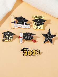 15枚/套 - 2026届珐琅毕业徽章，可爱胸针，2025届毕业典礼饰品（男女通用），感谢礼物，服装/包包配饰，完美毕业礼物 - 多色 - 查看 2