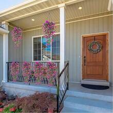 1件户外人造尤加利花卉垂挂藤蔓，抗紫外线丝绸螺旋花环，适用于周年纪念、毕业典礼、婚礼、派对、卧室、门廊、花园、墙面装饰、春夏园艺装饰、户外装饰（建议购买多件以达到图片所示效果） - A - 查看 4