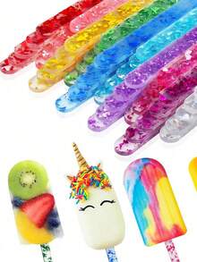 5/10/20pcs Reusable Acrylic Popsicle Sticks Multi Colored Food Ice Cream Sticks For DIY Popsicles Cakes Candy Crafts Kitchen Supplies - Multicolor - View 10