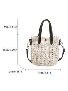 Woven Handbag For Women, New Arrival Fashionable Casual Style Summer Phone Bag, Shoulder Crossbody Bag, Small Tote - Beige - View 7